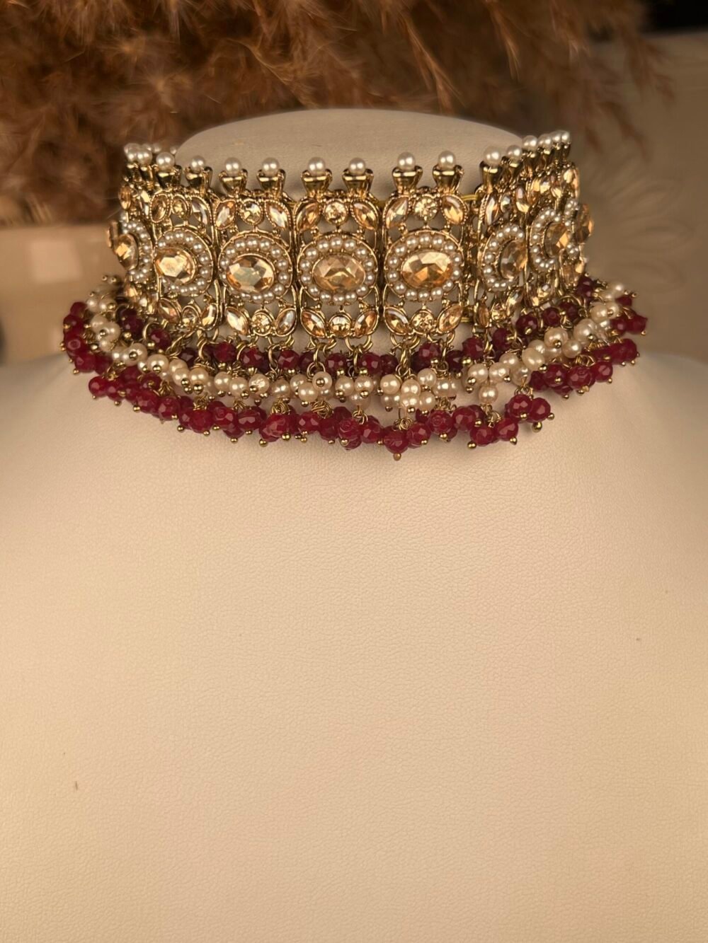 Gold Polki Necklace Set – Multicolored – South Asian jewelry – Bridal accessory