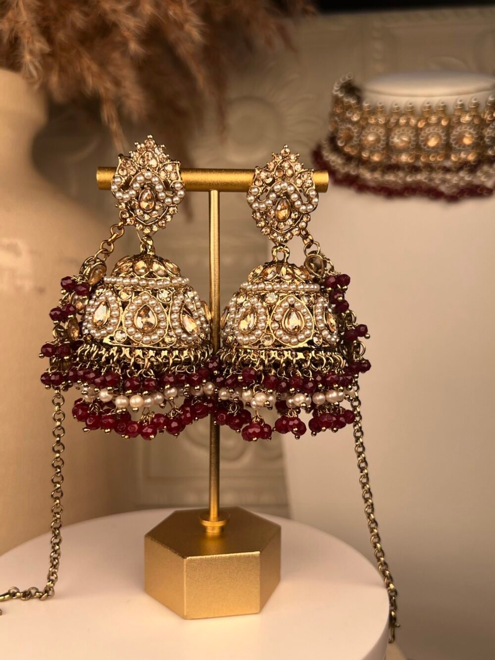 Gold Polki Necklace Set – Multicolored – South Asian jewelry – Bridal accessory