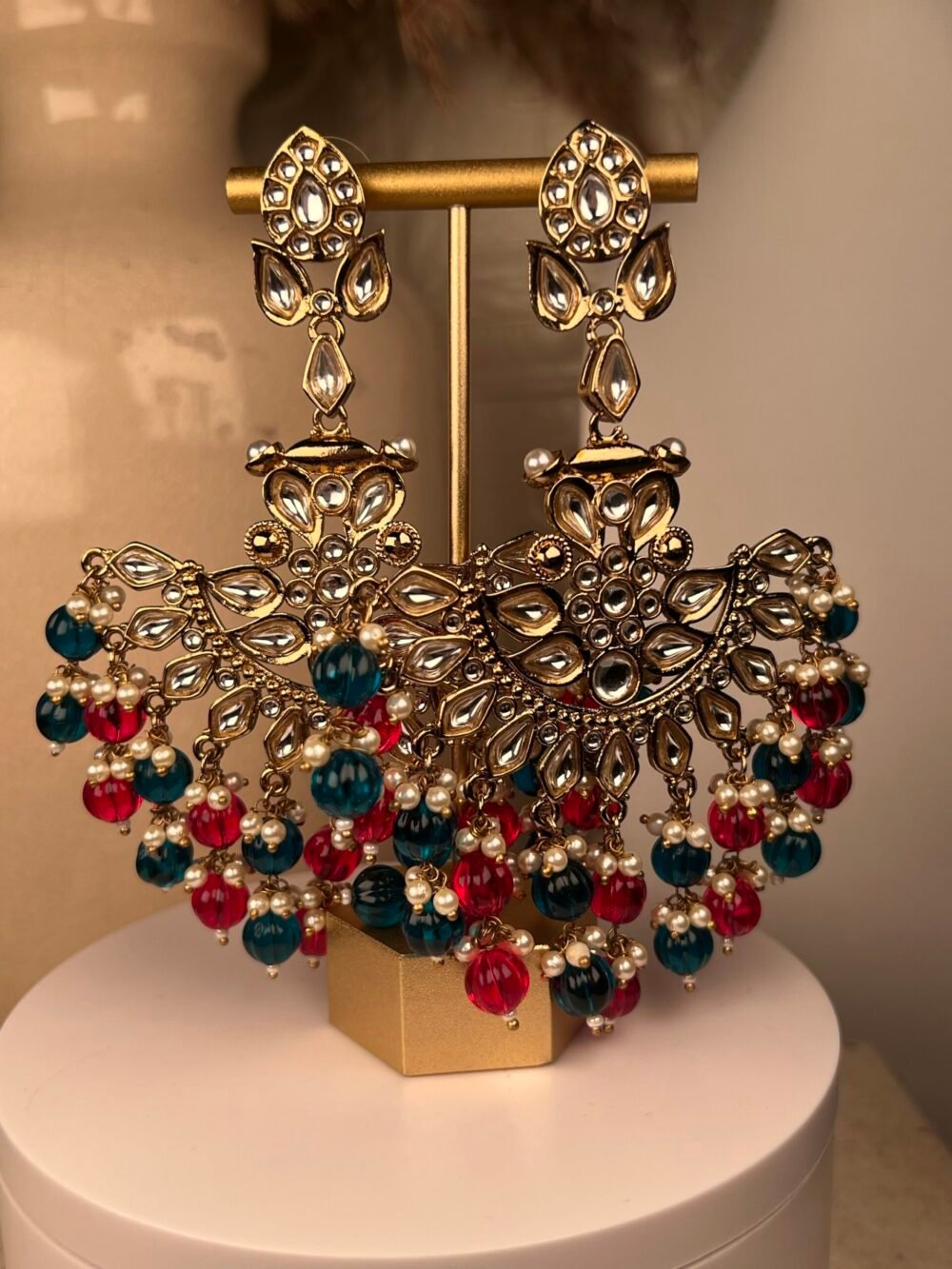 Green Kundan Earrings – South Asian jewelry – Party wear