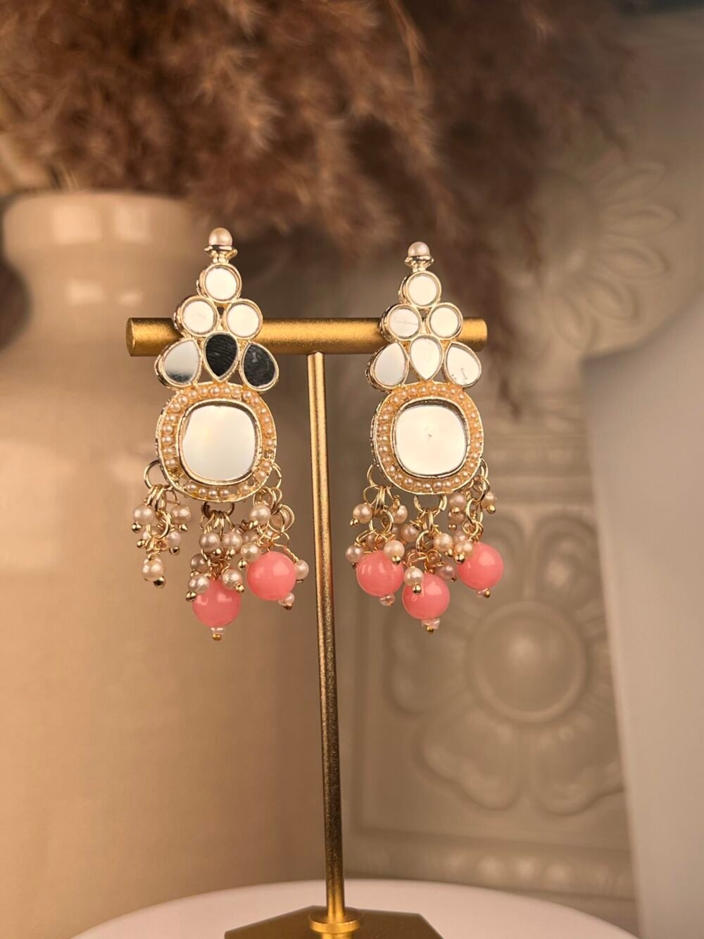 Rose Gold Mirror-Worked Necklace Set – South Asian jewelry – Traditional design