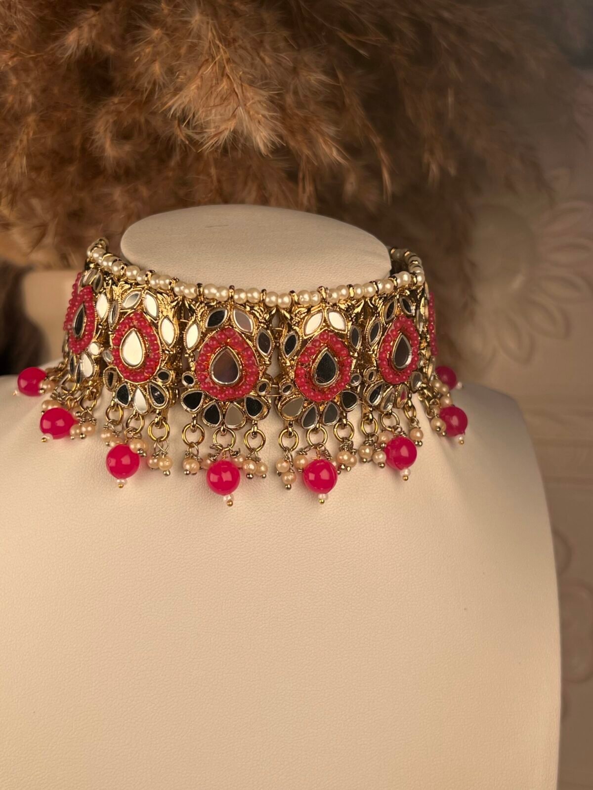 Multi-Stone Mirror-Worked Necklace Set – South Asian jewelry – Bridal accessory
