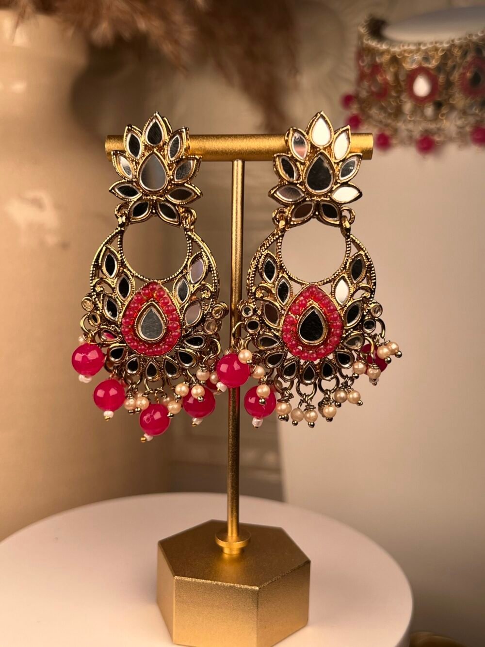 Multi-Stone Mirror-Worked Necklace Set – South Asian jewelry – Bridal accessory