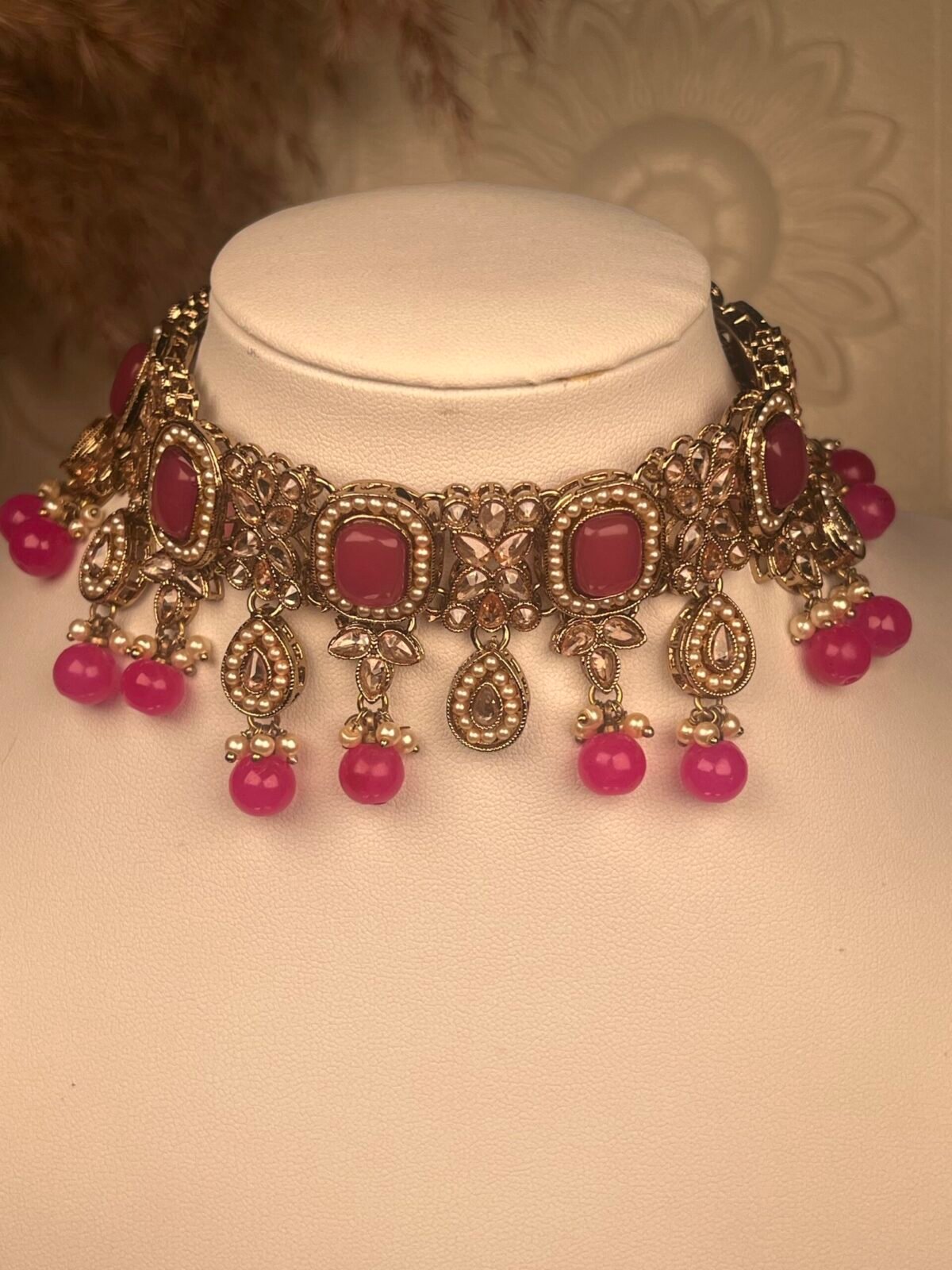 Multi-Stone Mirror-Worked Necklace Set – South Asian jewelry – Bridal accessory
