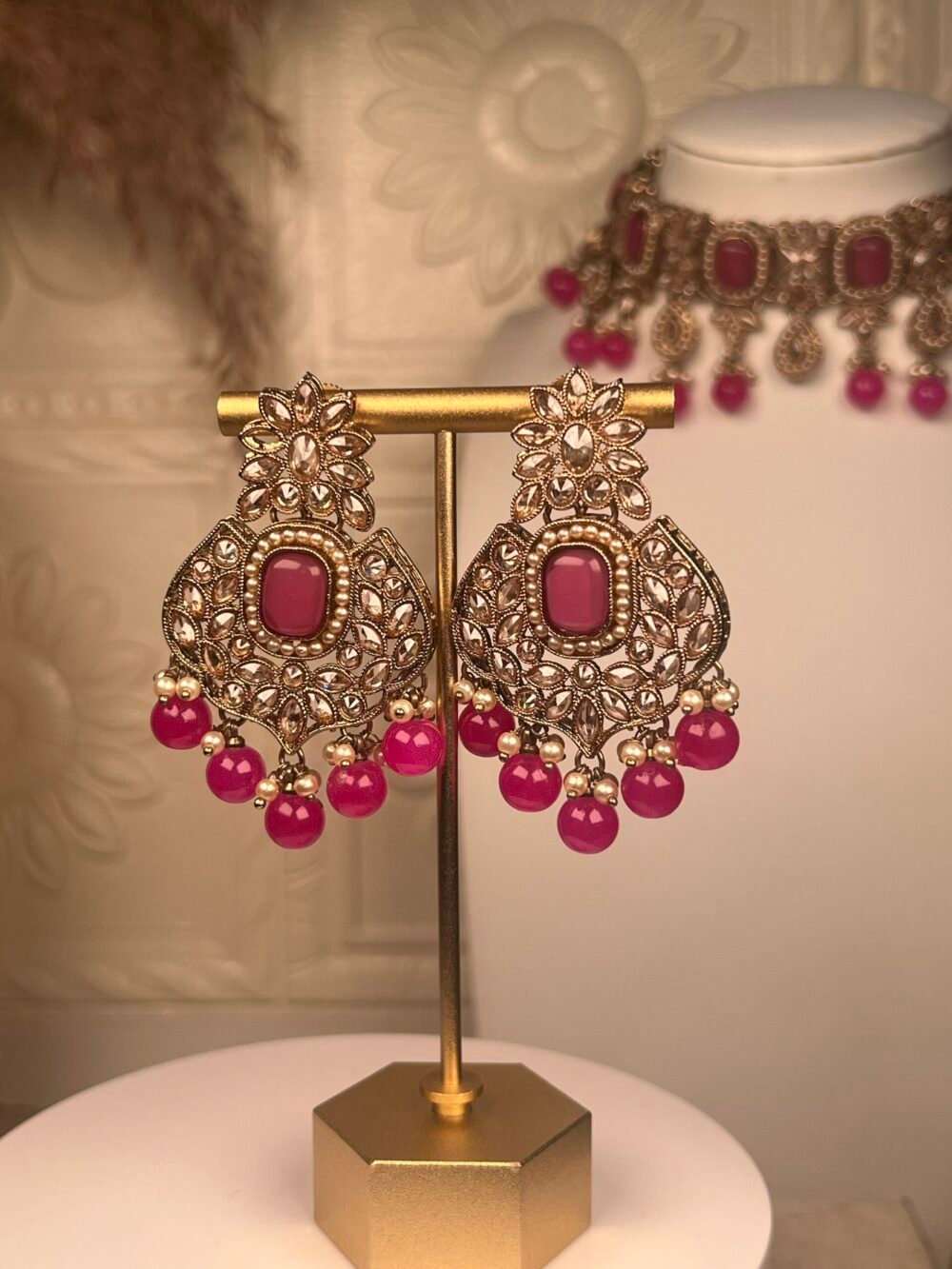 Multi-Stone Mirror-Worked Necklace Set – South Asian jewelry – Bridal accessory