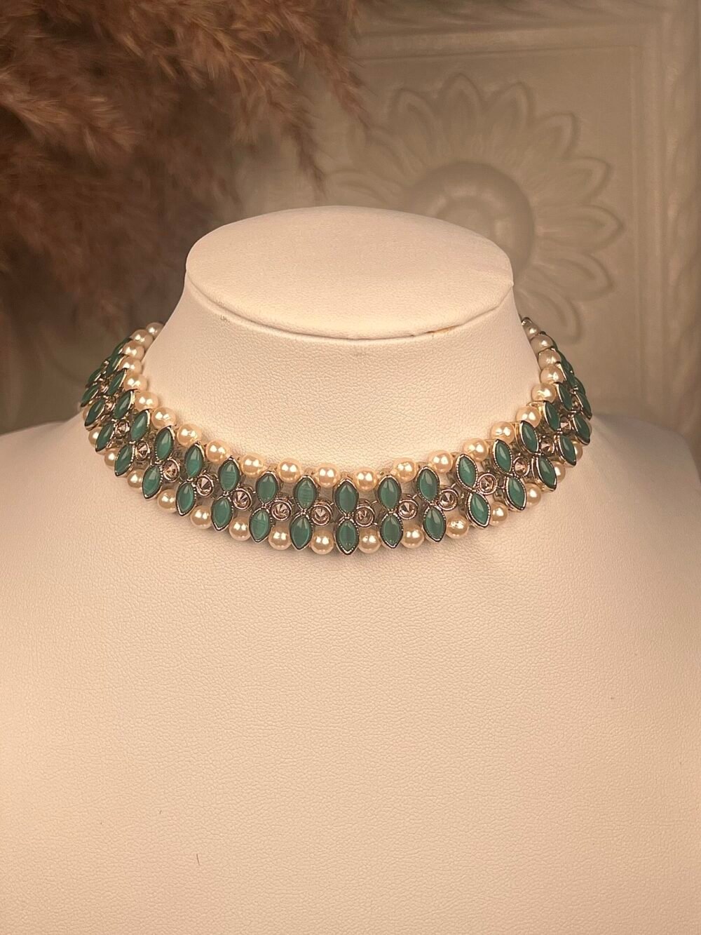 Green Adjustable Necklace Set – South Asian jewelry – Wedding collection