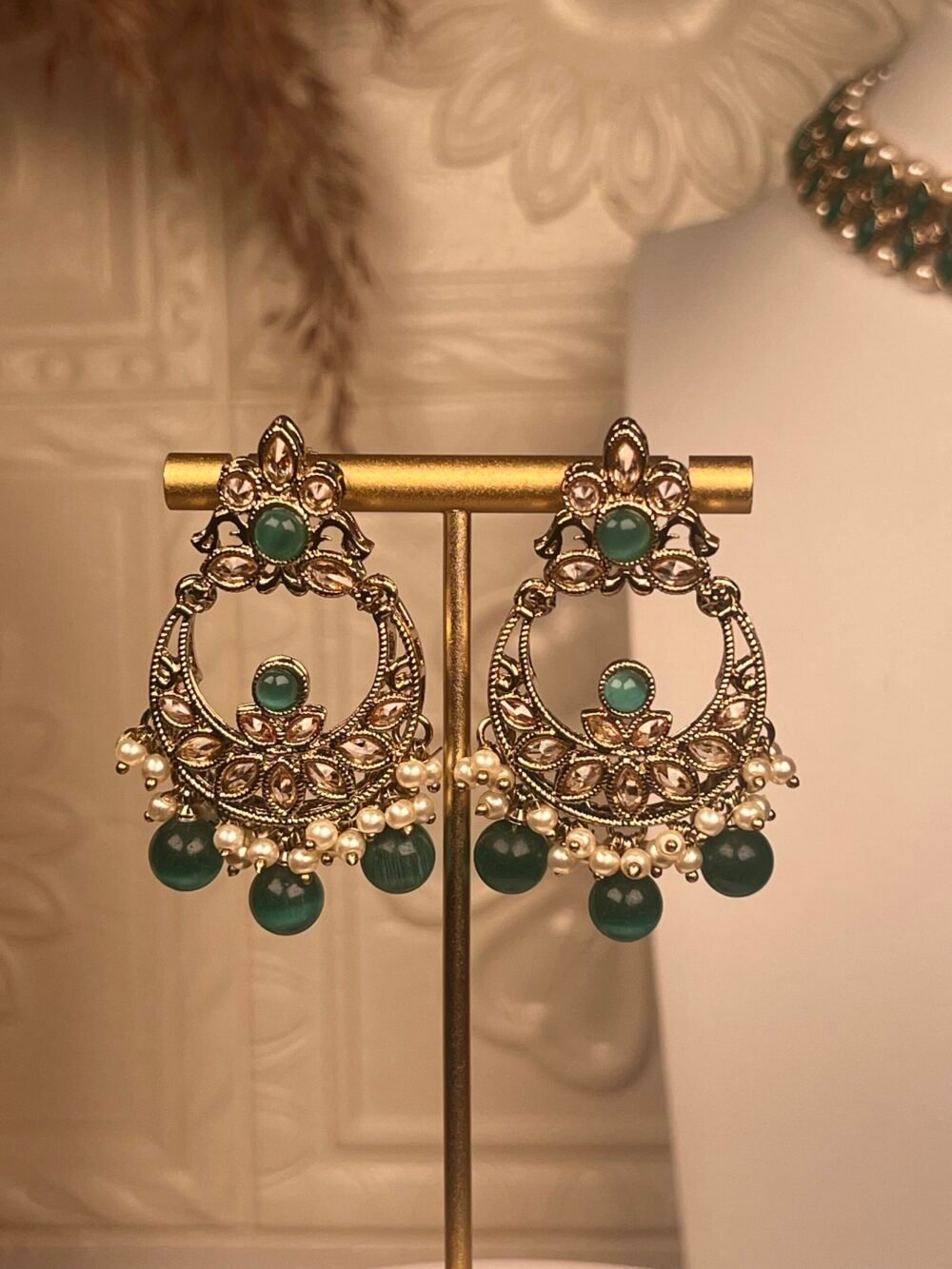Green Adjustable Necklace Set – South Asian jewelry – Wedding collection